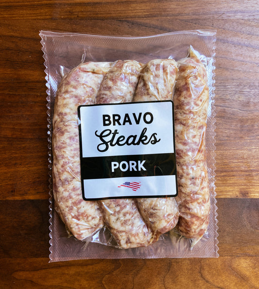Classic Pork Bratwurst – 8 Links, Packed in Two 1 lb Packs