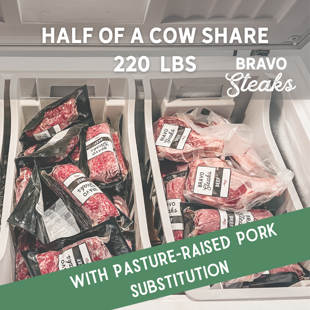 HALF of a COW SHARE with pasture-raised pork substitution!